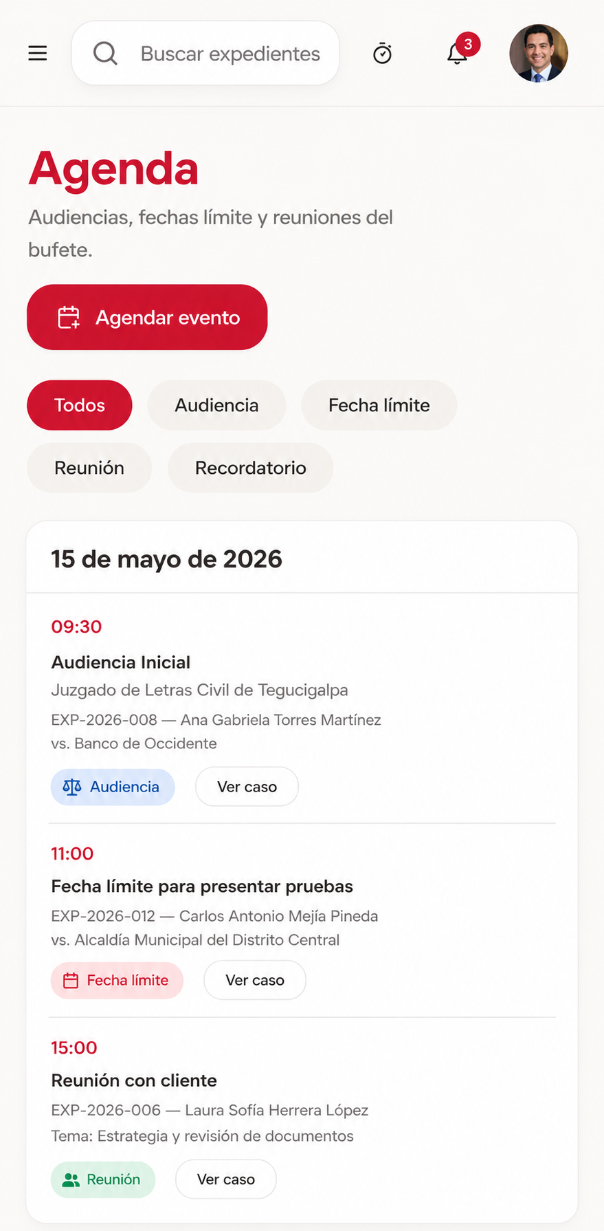 Módulo de Agenda de Audiencias en Legal 365